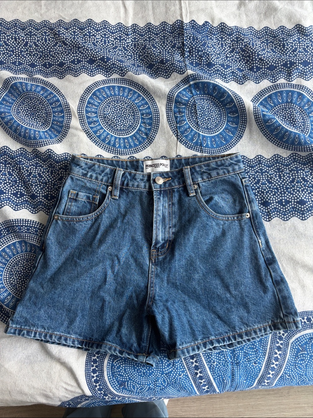 Princess Polly Medium Blue High-Rise Denim Shorts